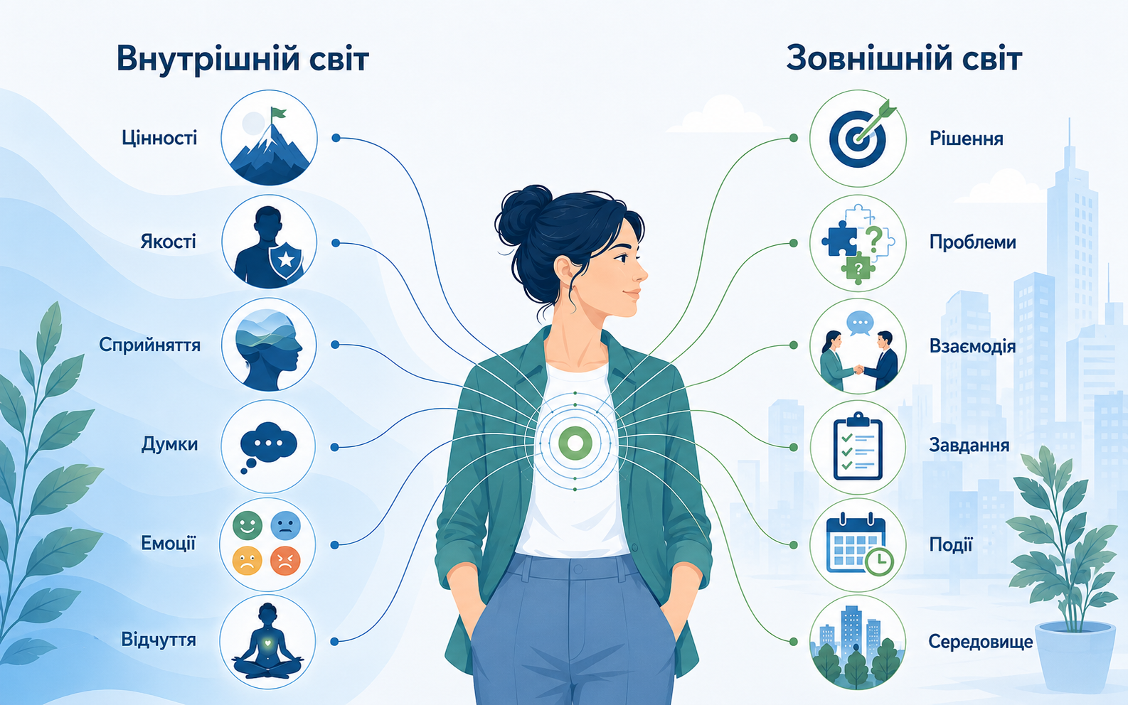 Візуальний образ зв’язку внутрішнього стану з рішеннями, подіями та взаємодією